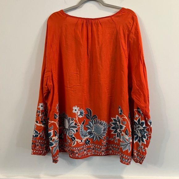 Women’s Chico’s orange patterned long sleeve blouse size 16/18 - Picture 6 of 7